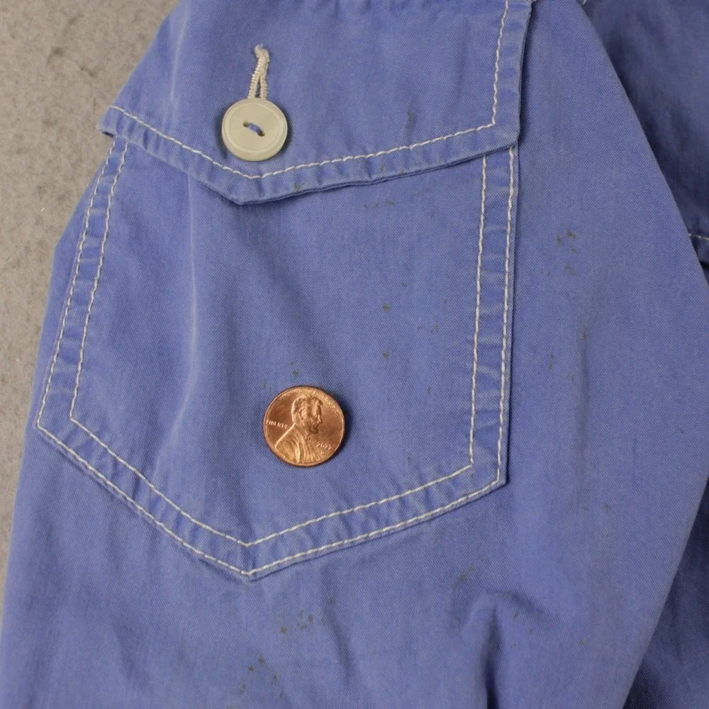 Polo Ralph Lauren Hooded Jacket Blue Big Pony 3 Patch Y2K Vintage XL Distressed